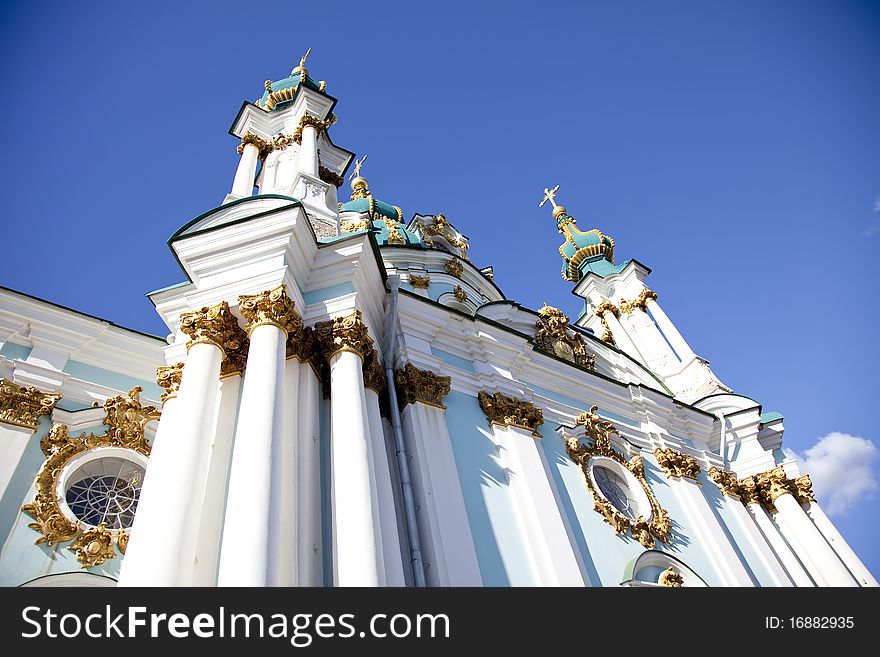 Beautiful St. Andrew's Cathedral in Kiev history taken in Ukraine in spring