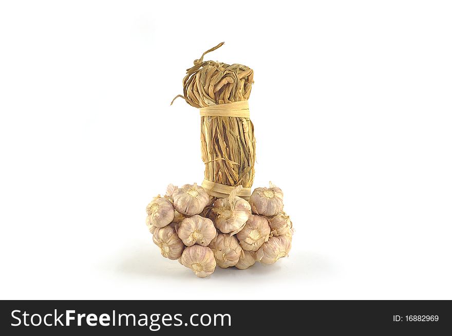 A group of Garlics on white background