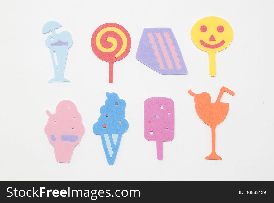 The different colorful dessert icon on the white background