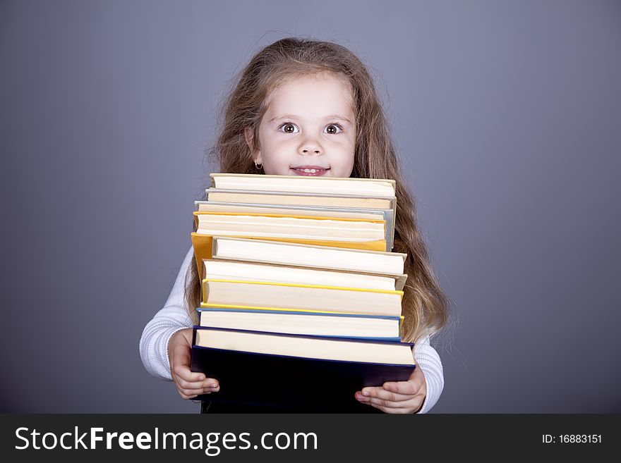 Little Schoolgirl With Books.