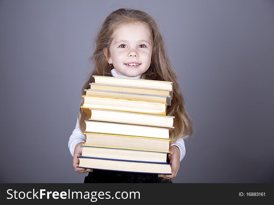 Little Schoolgirl With Books.