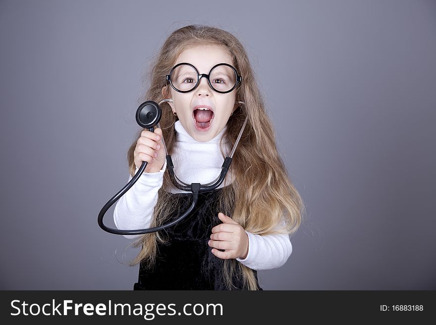 Little Girl With  Stethoscope.