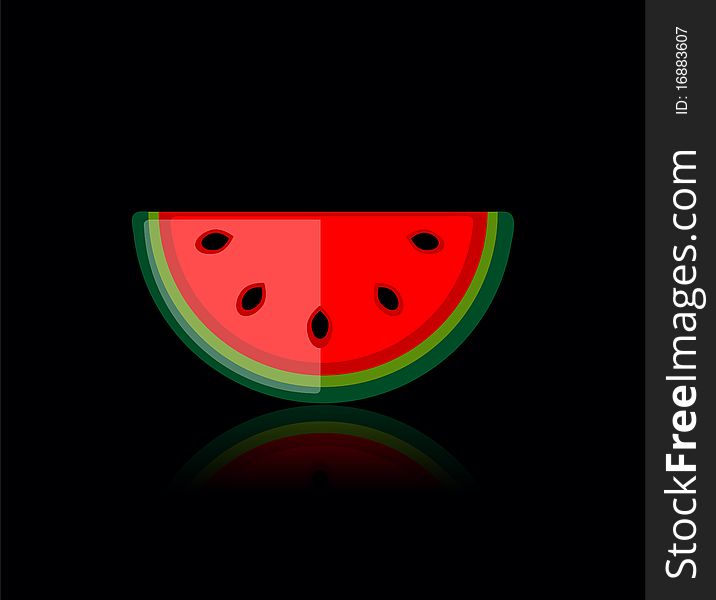 Piece of watermelon on black for your design, illustration