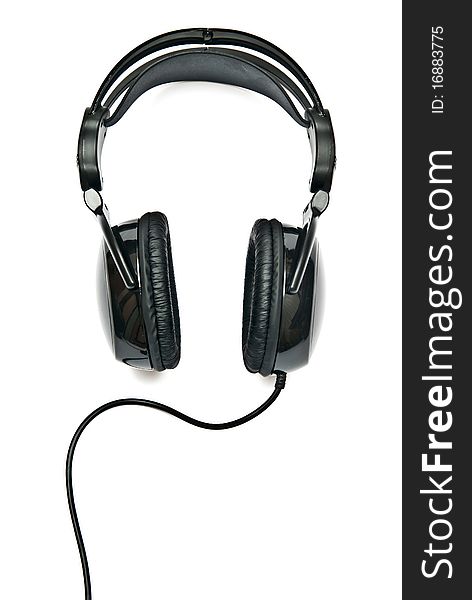 Black headphones isolated on white background