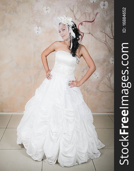 Tender Bride In An Elegant White Dress