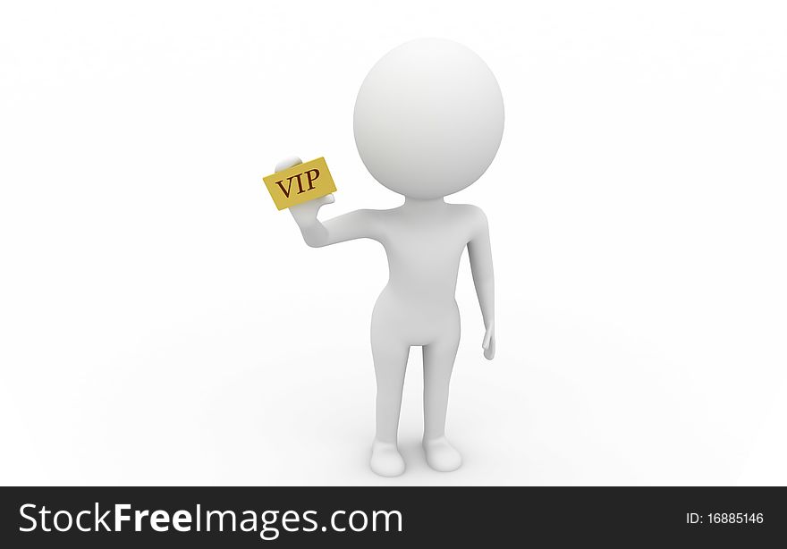 VIP card, a person holding a golden