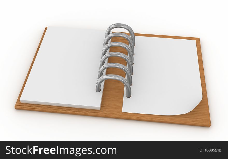 A blank of wood placed in the notebook on the table. A blank of wood placed in the notebook on the table