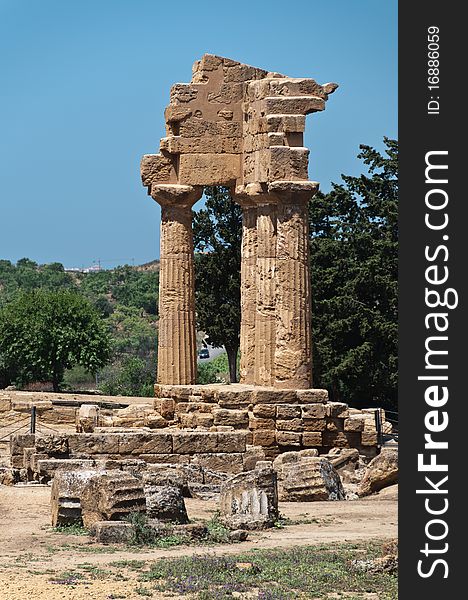 Iconic group of columns in The Valley of the Temples, Agrigento, Italy. Iconic group of columns in The Valley of the Temples, Agrigento, Italy.