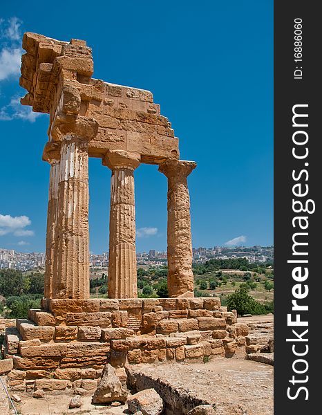 Iconic group of columns in The Valley of the Temples, Agrigento, Italy. Iconic group of columns in The Valley of the Temples, Agrigento, Italy.