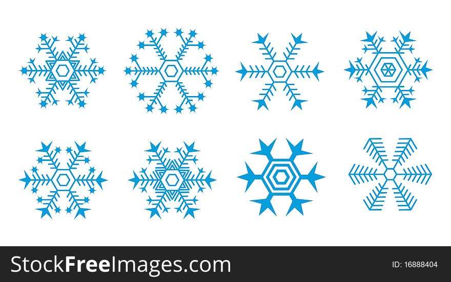 Collection of  blue snowflakes