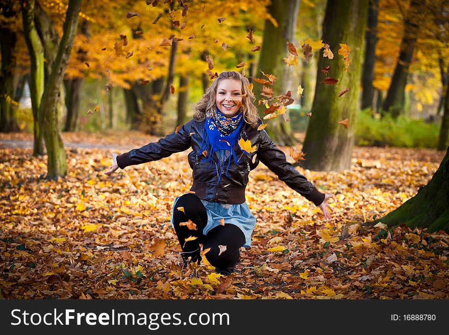 Girl In Autumn Park