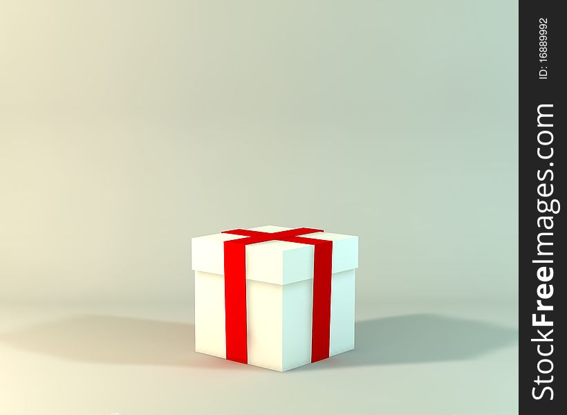 Christmas present with shadow over white