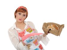 Beautiful Cooking Woman And Homemade Bread Royalty Free Stock Image Beautiful Cooking Woman And Homemade Bread Royalty Free Stock Image