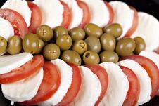 Mozzarella, Tomatoes And Olives Stock Image Mozzarella, Tomatoes And Olives Stock Image