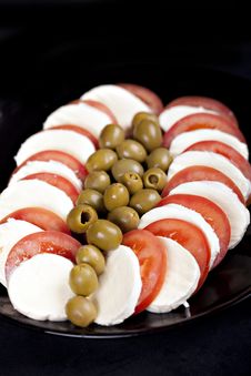 Mozzarella, Tomatoes And Olives Stock Photos Mozzarella, Tomatoes And Olives Stock Photos