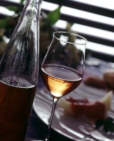 Glass And Bottle Of Wine Royalty Free Stock Image