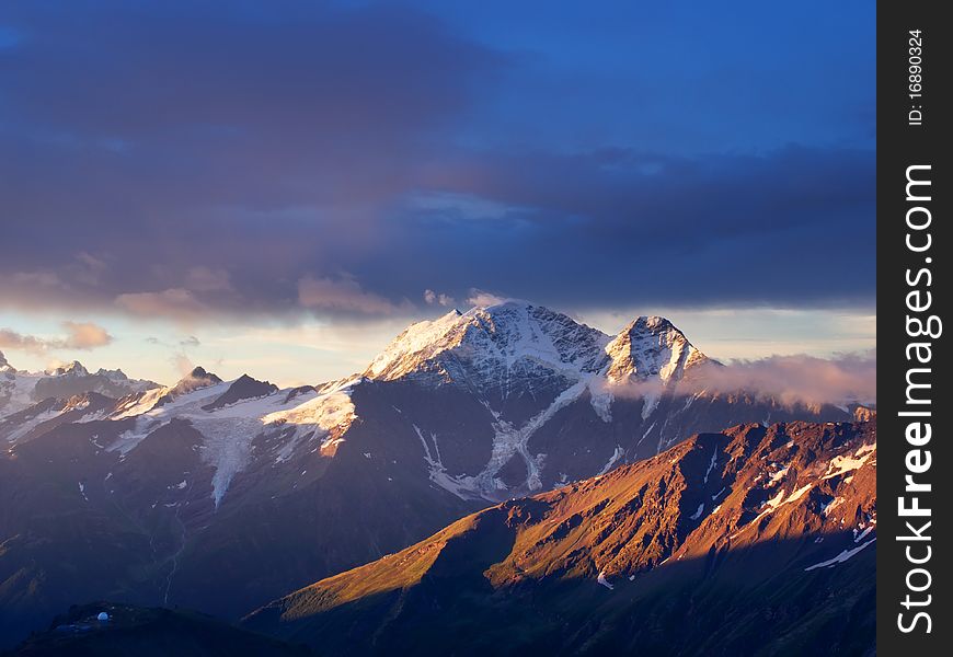 Dawning on mountain. Natural composition