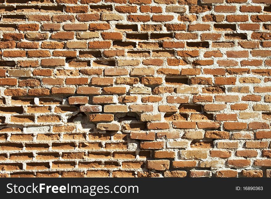 Old brick wall in the sunny day in Madrid. Old brick wall in the sunny day in Madrid