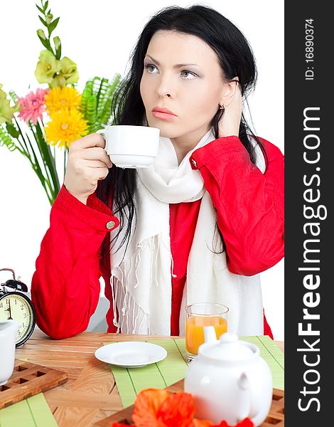 Beautiful Woman  In Cafe