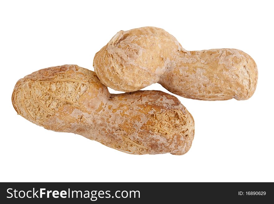 Shelled peanuts isolated on a white background.