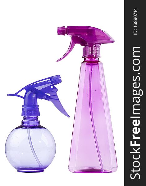 Plastic spray for dispersion of water of hectare a white background.