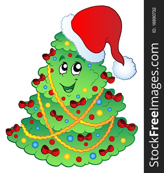 Decorated Christmas tree 2 - illustration.