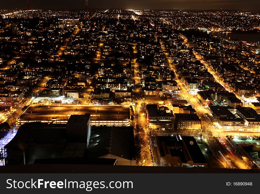 Town Nighttime in Seattle, USA