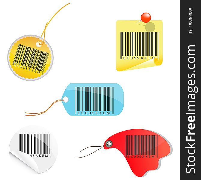Illustration of tag of barcodes on white background. Illustration of tag of barcodes on white background