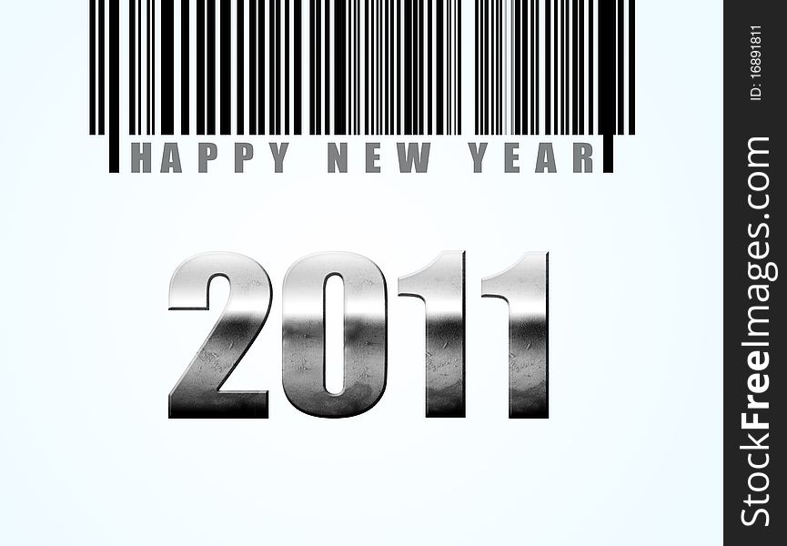 Happy new year bar code with 2011 chrome numbers