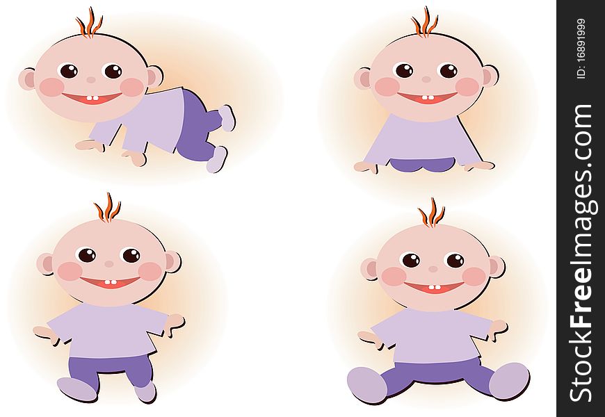 Set icons with funny baby boys. Set icons with funny baby boys.
