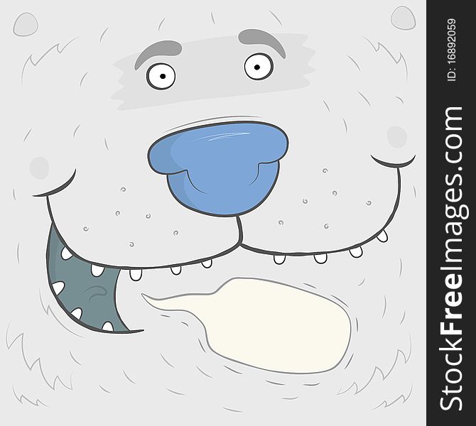 Funny cartoon illustration of a polar bear