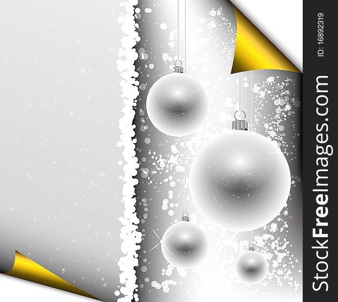 Christmas background with black and white baubles and copy space. Christmas background with black and white baubles and copy space