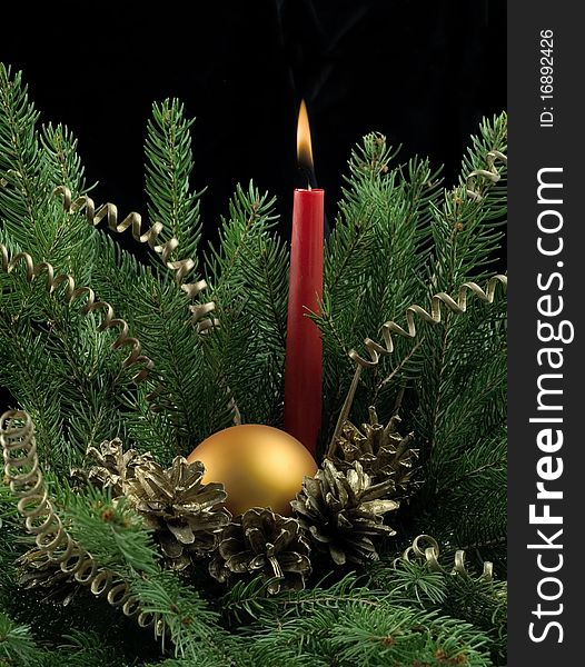 Christmas decoration on black background. Christmas decoration on black background