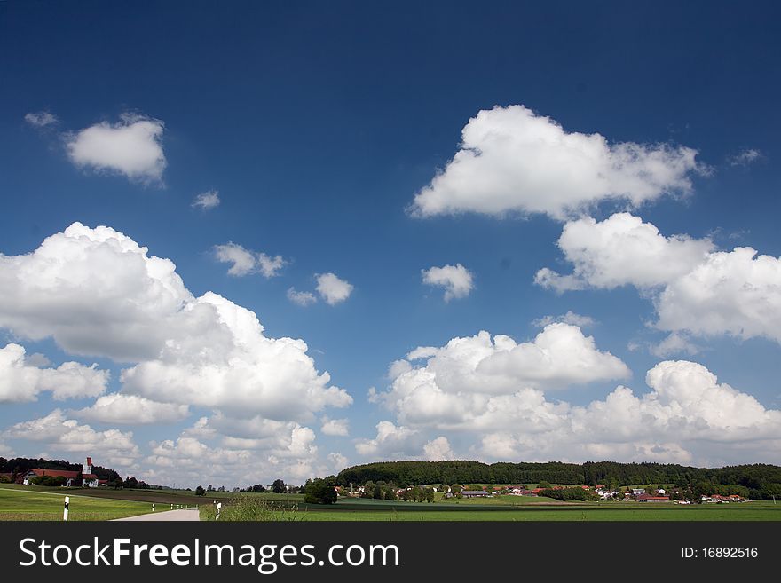 Spring landscape with green grass and blue sky. Spring landscape with green grass and blue sky