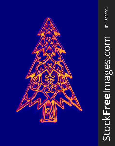 Christmas decorations isolated on blue background