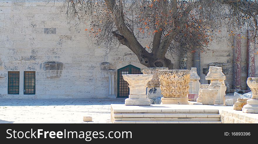 Panorama picture of ancient place with ruin of roman style antique in jerusalem , israel. Panorama picture of ancient place with ruin of roman style antique in jerusalem , israel