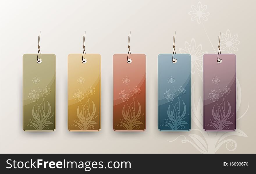 Set of Blank Tags in Different Colors, clip art illusration