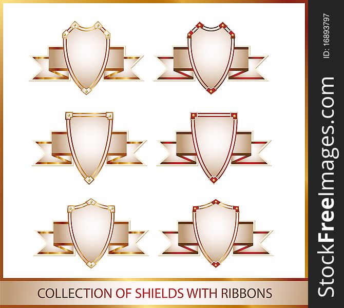 Colection Of Shields With Ribbons