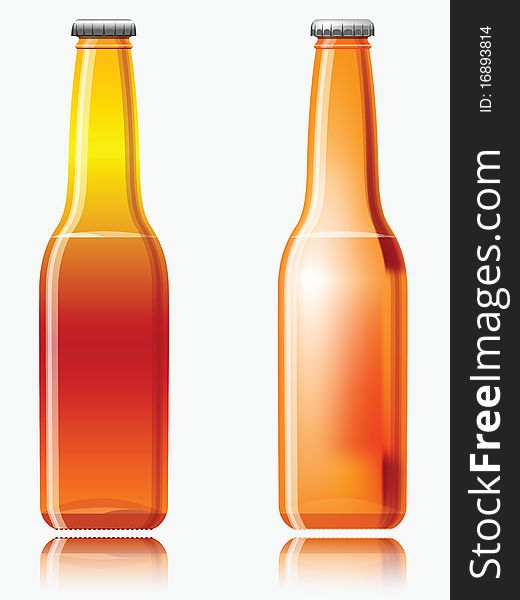 Beer bottles against white background, abstract vector art illustration