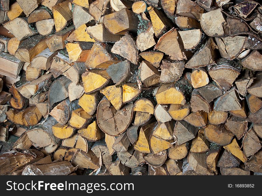 Stack of birch wood. Closeup. Stack of birch wood. Closeup.