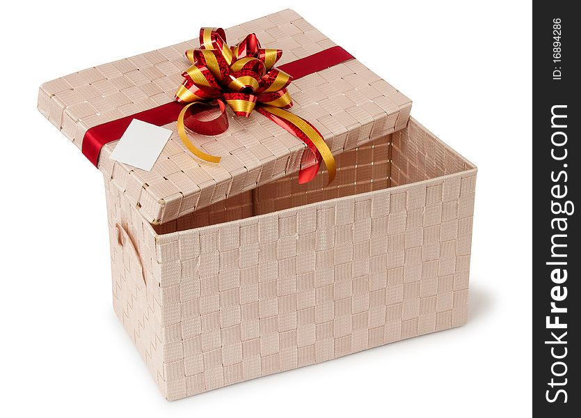 Christmas ribbon over empty box. Christmas ribbon over empty box.