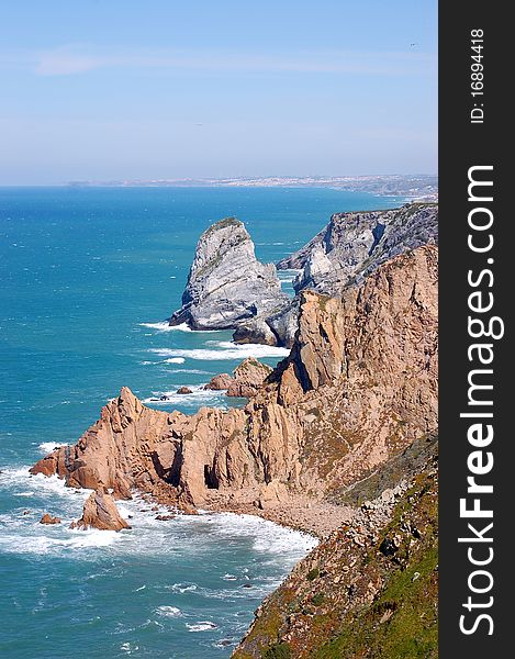 Rocky coast of Portugal near Lisbon.