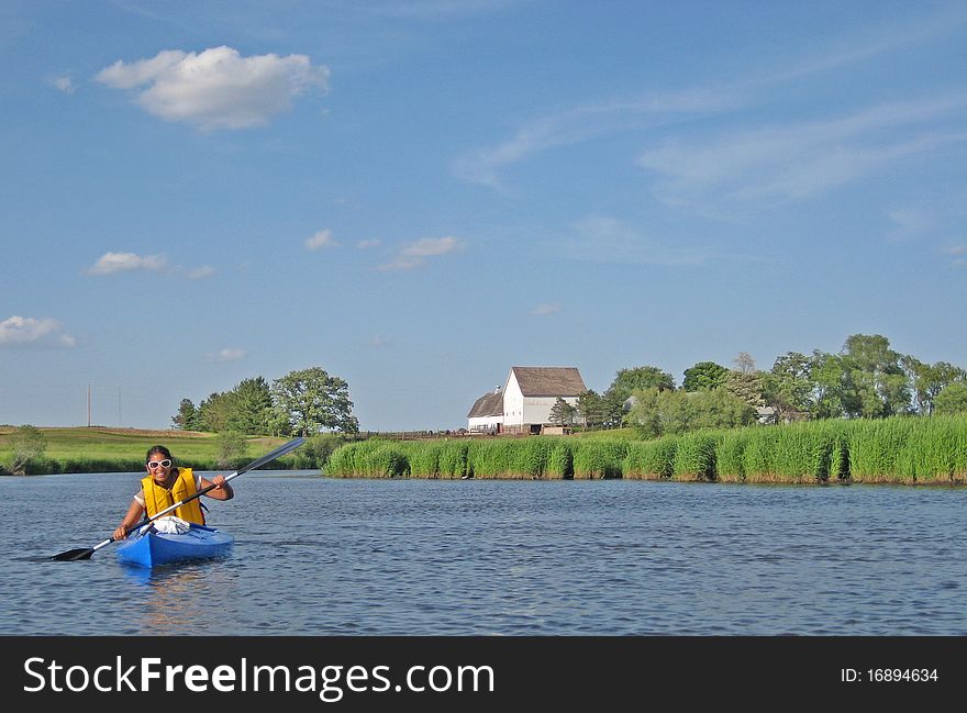 Woman kayaking