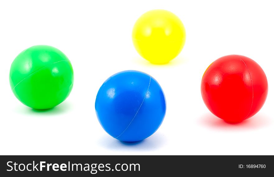 Studio shot of Coloured Balls on white background.