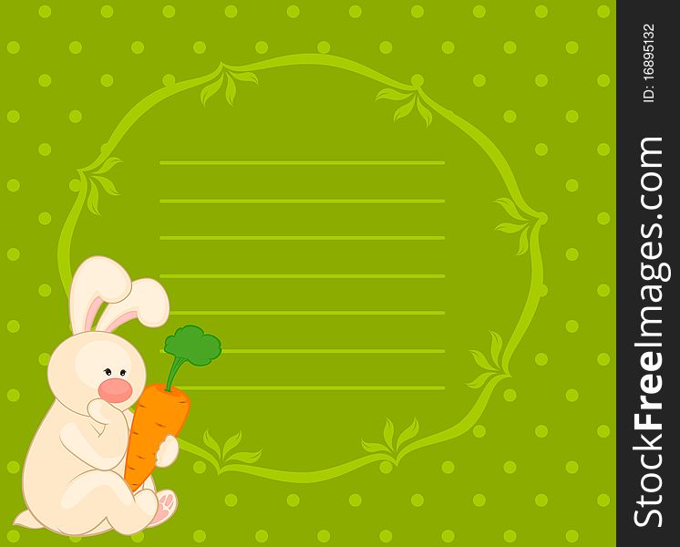 Cartoon little toy bunny with carrot for design