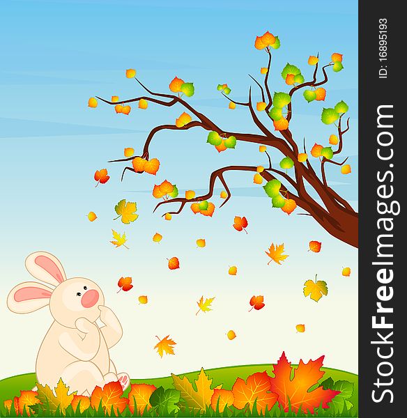 Bunny With Autumnal Leaves