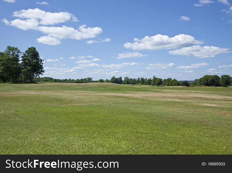 Golf course. Wide angle photo.