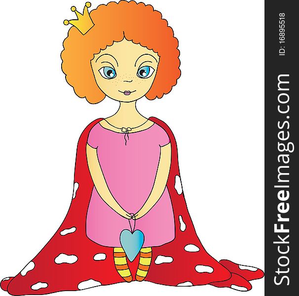 Little cute princess isolated illustration. Little cute princess isolated illustration