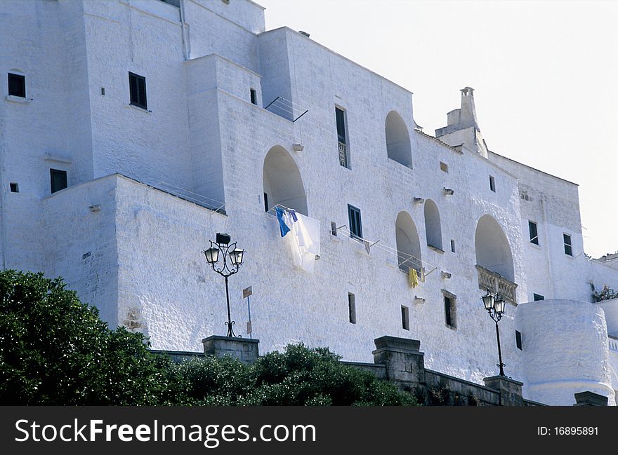 White house front in apulien spain.