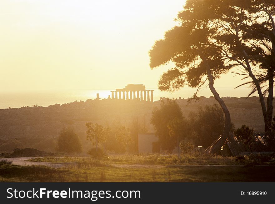 Old broken temple in sicily.